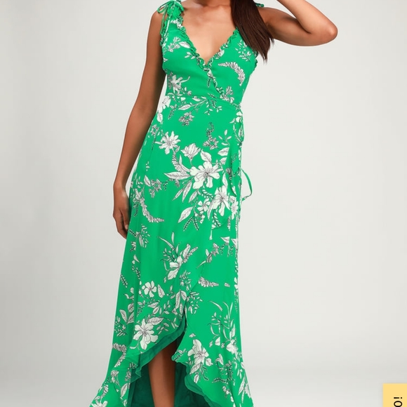 Green floral wrap dress - Picture 2 of 3